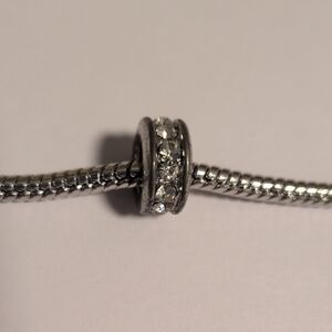 Silver Rhinestones Spacer Charm for‎ Pandora Style Bracelet
